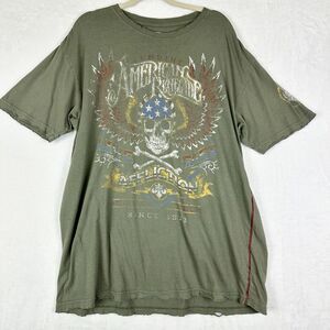 Affliction American Customs Tee Shirt Size 2XL Distressed Skull Crossbones Y2K